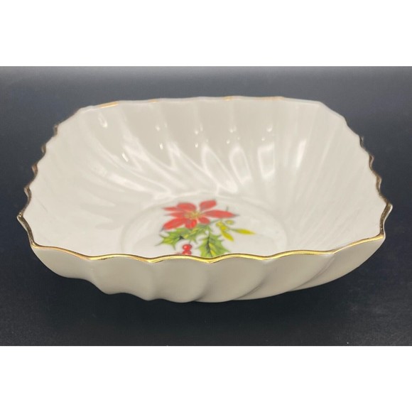 Ridgway Potteries Royal Adderley Poinsettia Nut Fruit Candy Dish Bowl England - Picture 2 of 5